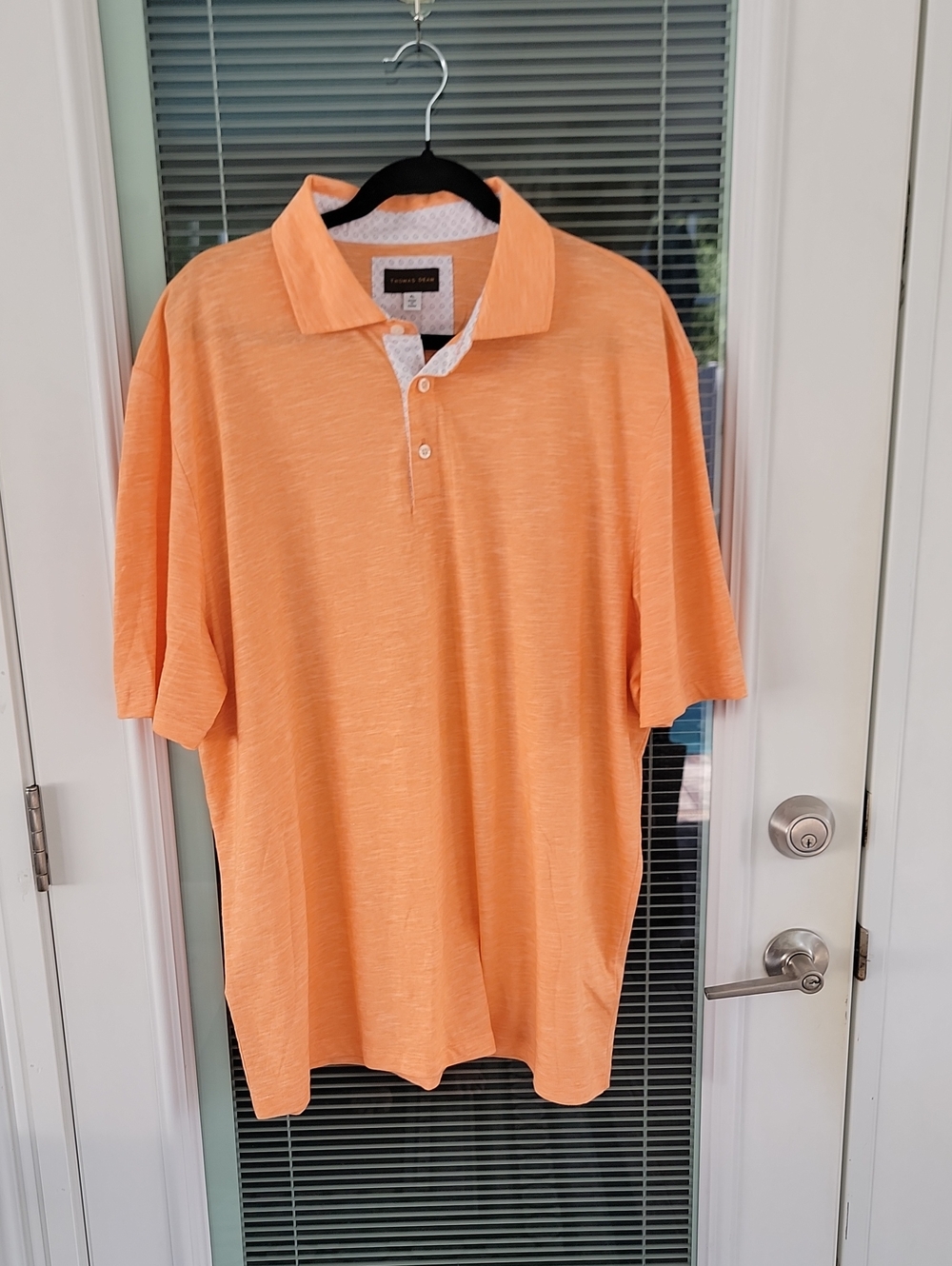 Thomas Dean Short Sleeve Polo Sz XL Orange And White Cotton